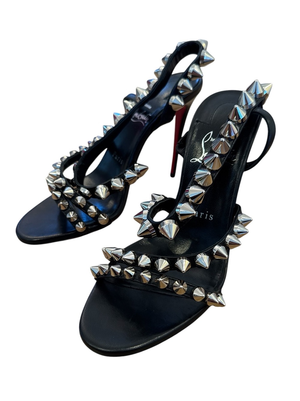 Christian Louboutin Spikita Strap 100 Black Leather Sandals NWT!